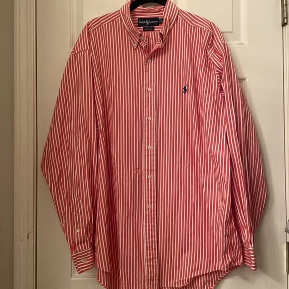 Ralph Lauren Men's Red and White Striped Shirt - Picture 1 of 3